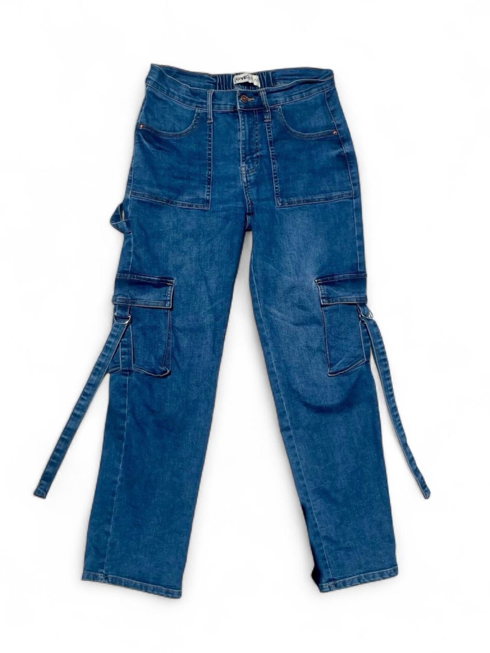 LoveGen Y2K Cargo Jeans Wide Leg Utility Denim Pants Size 7/29
